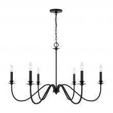 Austin Allen & Co - CA AA1029MB - 6-Light Chandelier in Matte Black with Decorative Double Bobeches