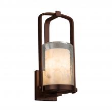 Matte Black Finish Atlantic Small Outdoor Wall Sconce Fusion Cylinder with Flat Rim Artisan Glass Shade in Ribbon LED 