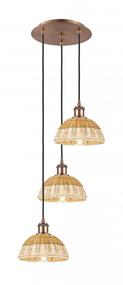 Bristol Natural II - 3 Light - 14 inch - Brushed Satin Nickel - Cord Hung - Multi Pendant