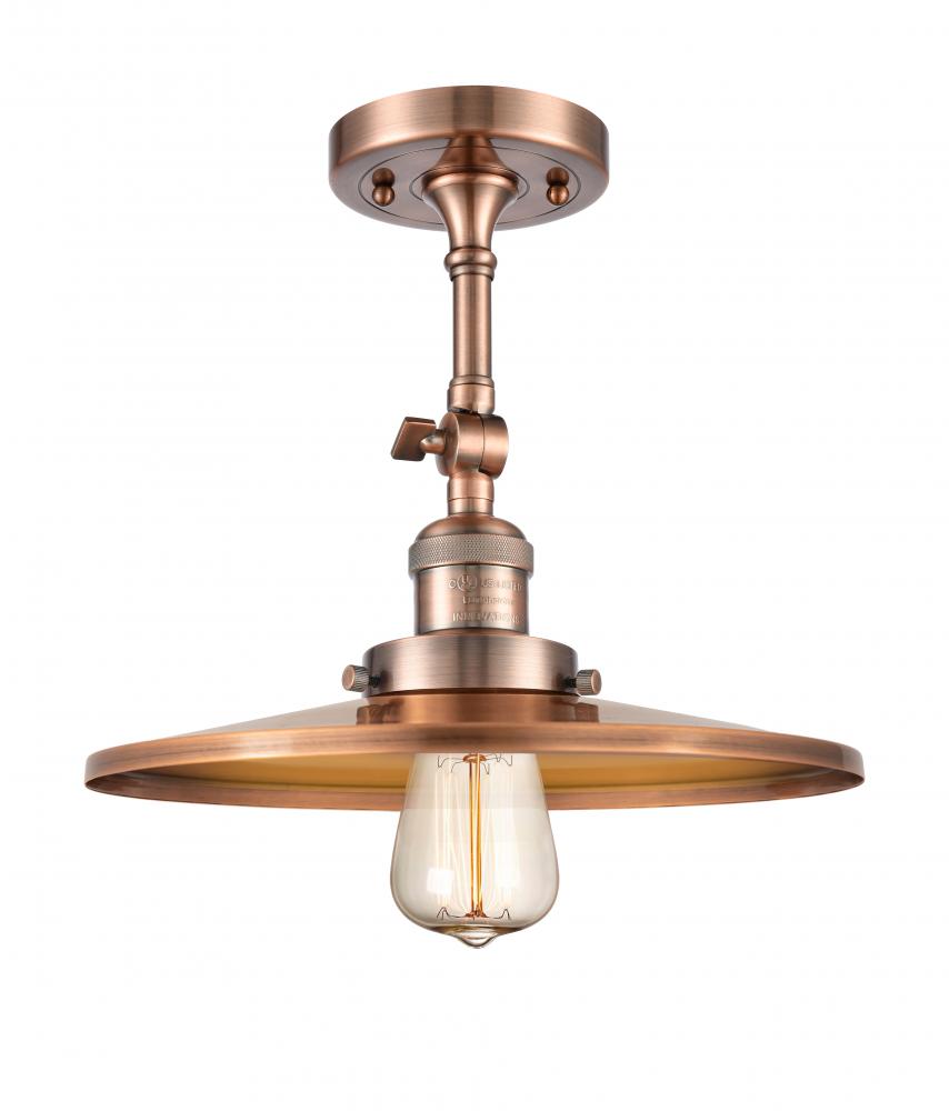 Railroad - 1 Light - 12 inch - Antique Copper - Adjustable Semi-Flush Mount