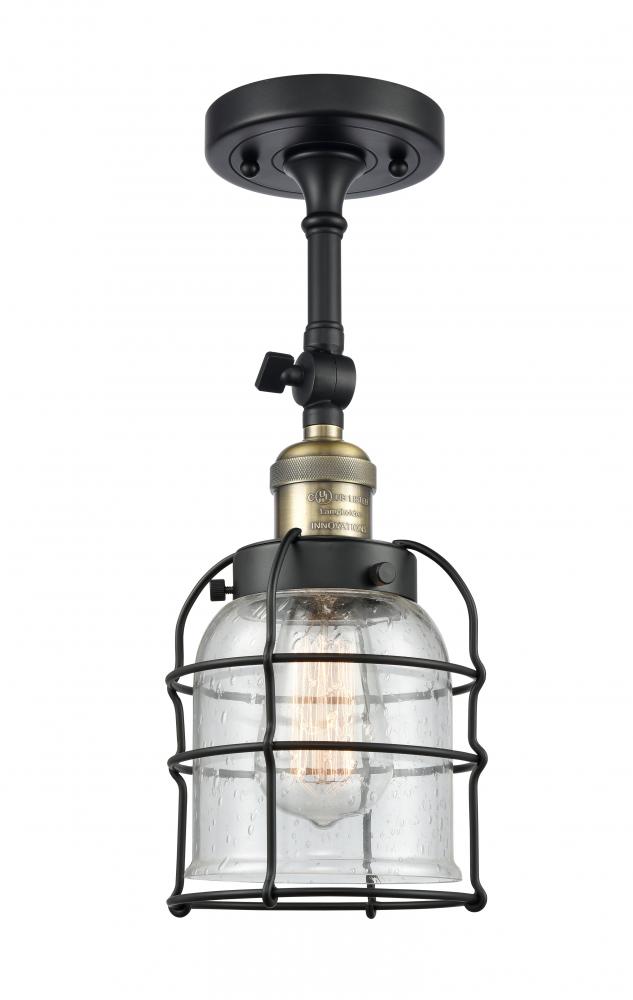 Bell Cage - 1 Light - 6 inch - Black Antique Brass - Adjustable Semi-Flush Mount