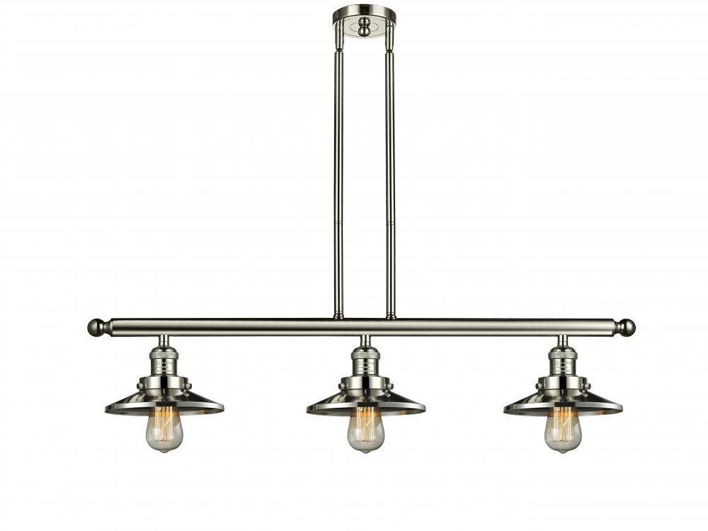 Railroad - 3 Light - 41 inch - Polished Nickel - Stem Hung - Adjustable Island Light