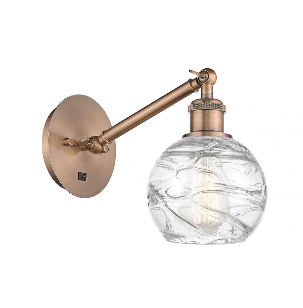 Athens Deco Swirl - 1 Light - 6 inch - Antique Copper - Adjustable Sconce