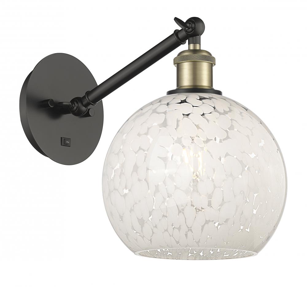 White Mouchette - 1 Light - 8 inch - Black Antique Brass - Adjustable Sconce