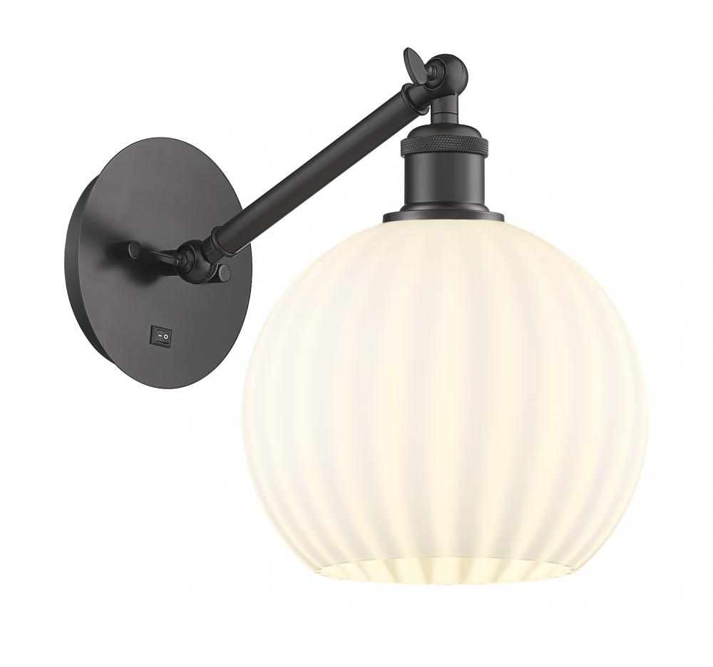 White Venetian - 1 Light - 8 inch - Oil Rubbed Bronze - Adjustable Sconce
