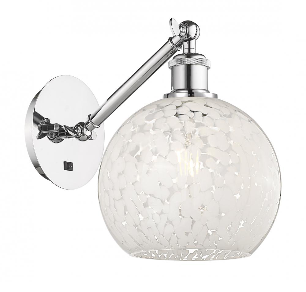 White Mouchette - 1 Light - 8 inch - Polished Chrome - Adjustable Sconce