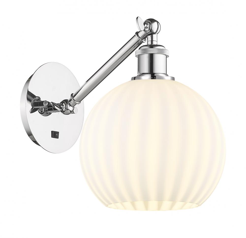 White Venetian - 1 Light - 8 inch - Polished Chrome - Adjustable Sconce