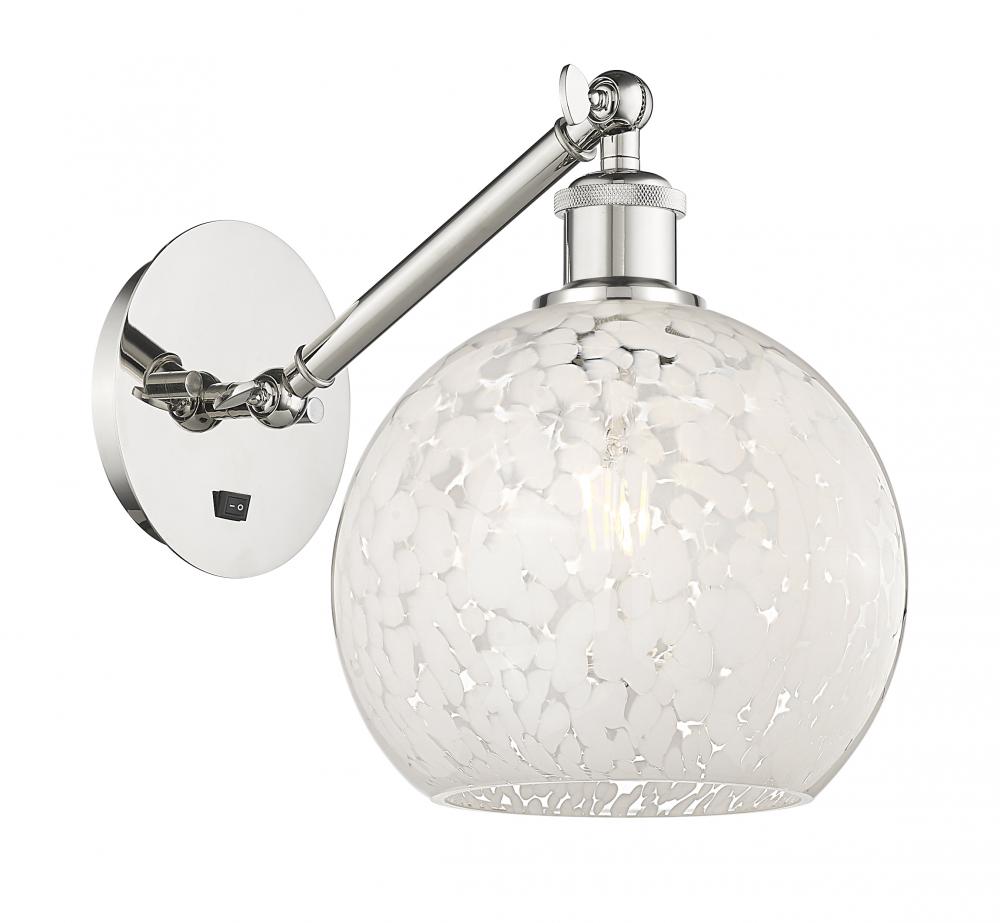 White Mouchette - 1 Light - 8 inch - Polished Nickel - Adjustable Sconce