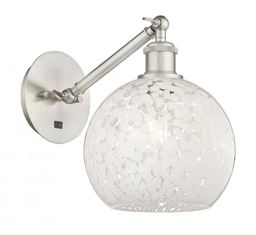 White Mouchette - 1 Light - 8 inch - Brushed Satin Nickel - Adjustable Sconce