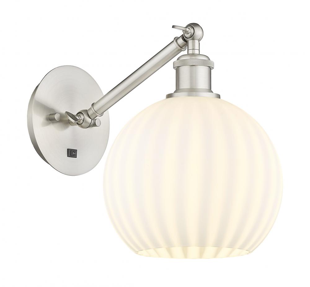 White Venetian - 1 Light - 8 inch - Brushed Satin Nickel - Adjustable Sconce