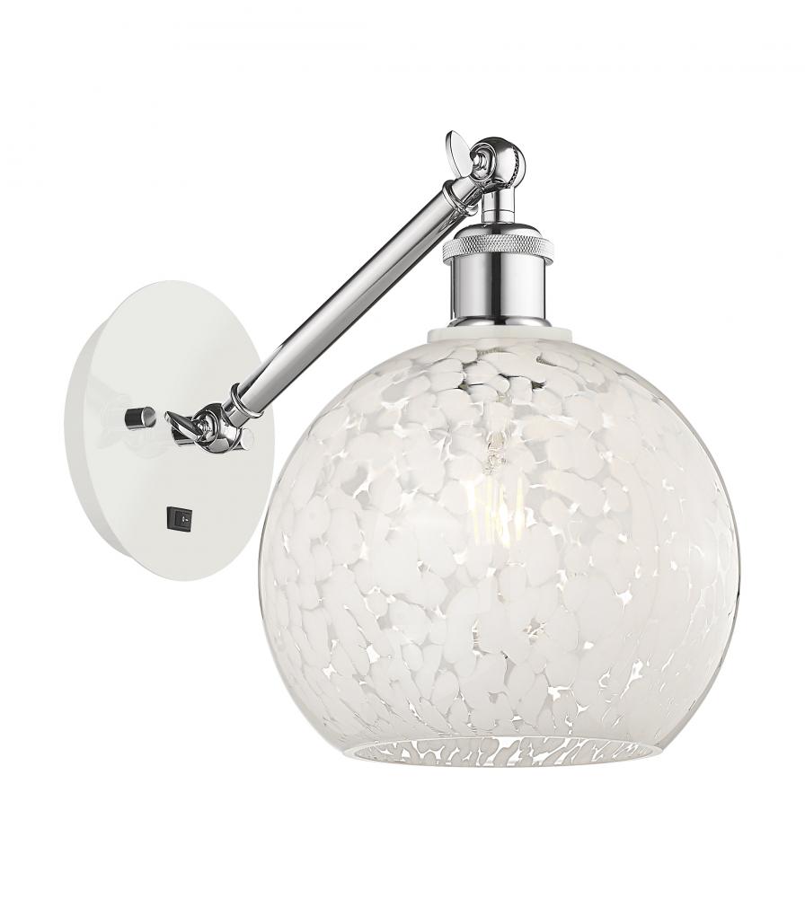 White Mouchette - 1 Light - 8 inch - White Polished Chrome - Adjustable Sconce