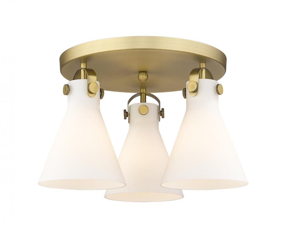 Newton Cone - 3 Light - 18 inch - Brushed Brass - Flush Mount