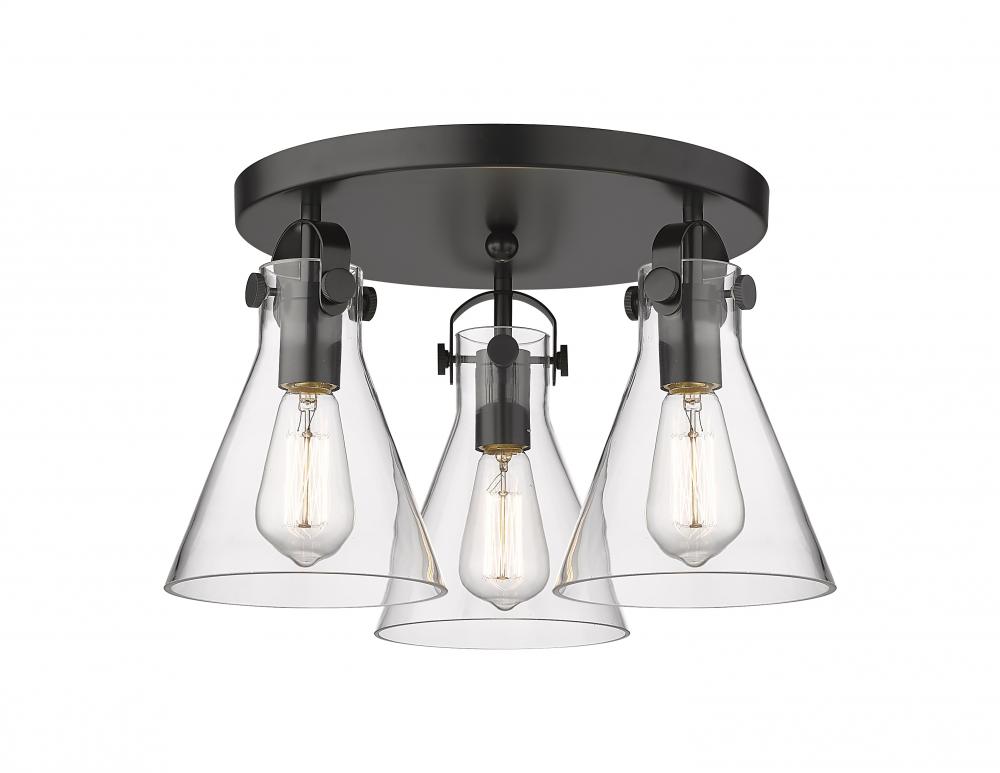 Newton Cone - 3 Light - 18 inch - Matte Black - Flush Mount
