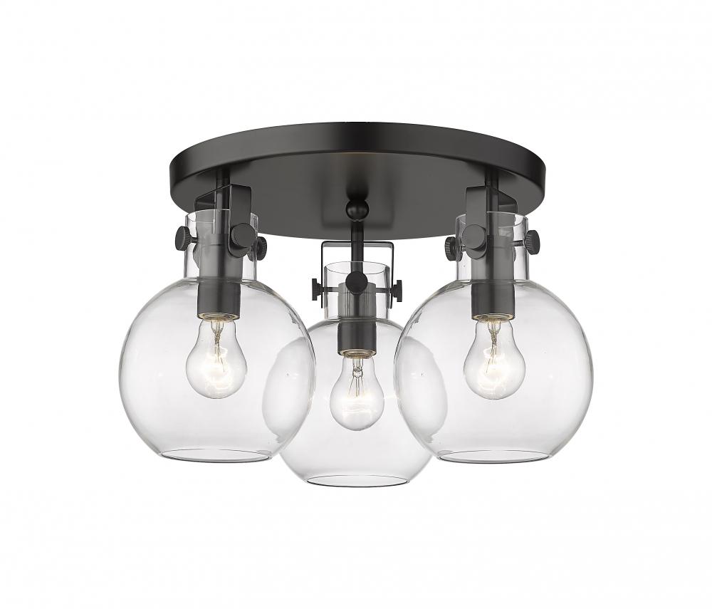 Newton Sphere - 3 Light - 18 inch - Matte Black - Flush Mount