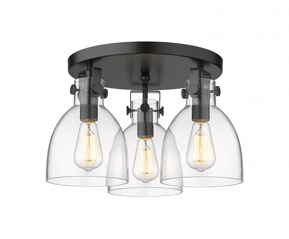 Newton Bell - 3 Light - 18 inch - Matte Black - Flush Mount