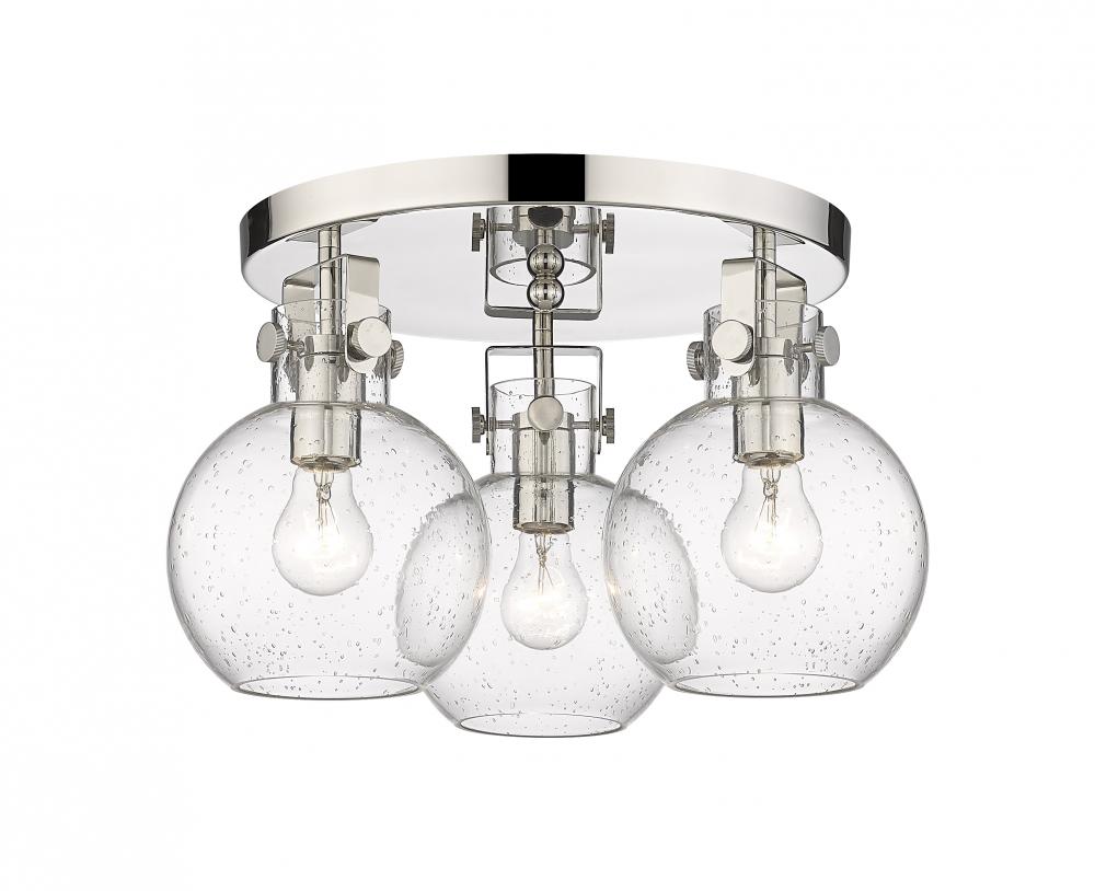 Newton Sphere - 3 Light - 18 inch - Polished Nickel - Flush Mount