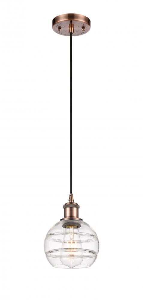 Rochester - 1 Light - 6 inch - Antique Copper - Cord hung - Mini Pendant
