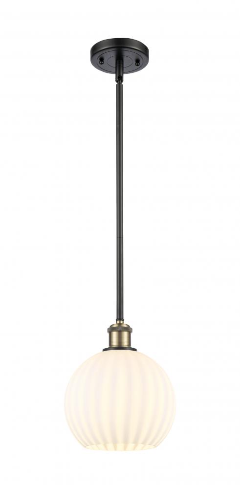 White Venetian - 1 Light - 8 inch - Black Antique Brass - Mini Pendant