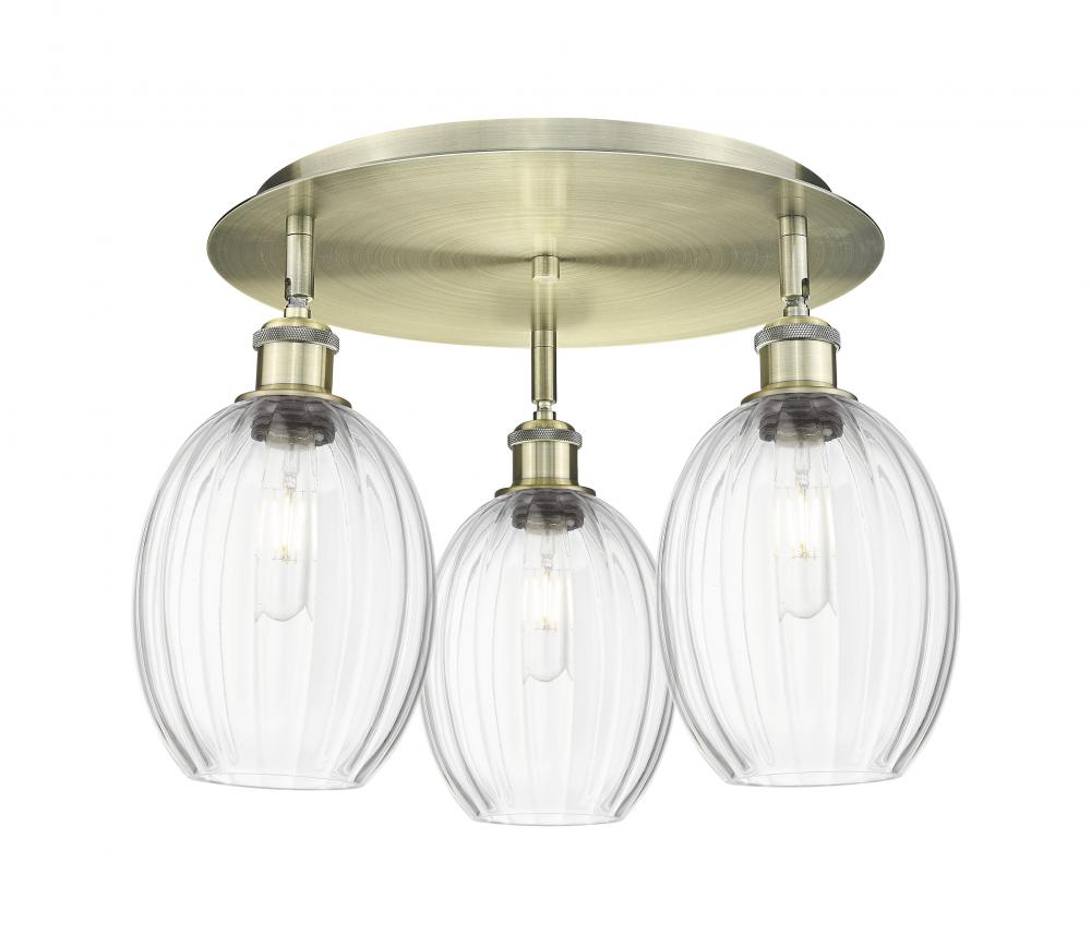Preston Bulb - 3 Light - 18 inch - Satin Nickel - Flush Mount