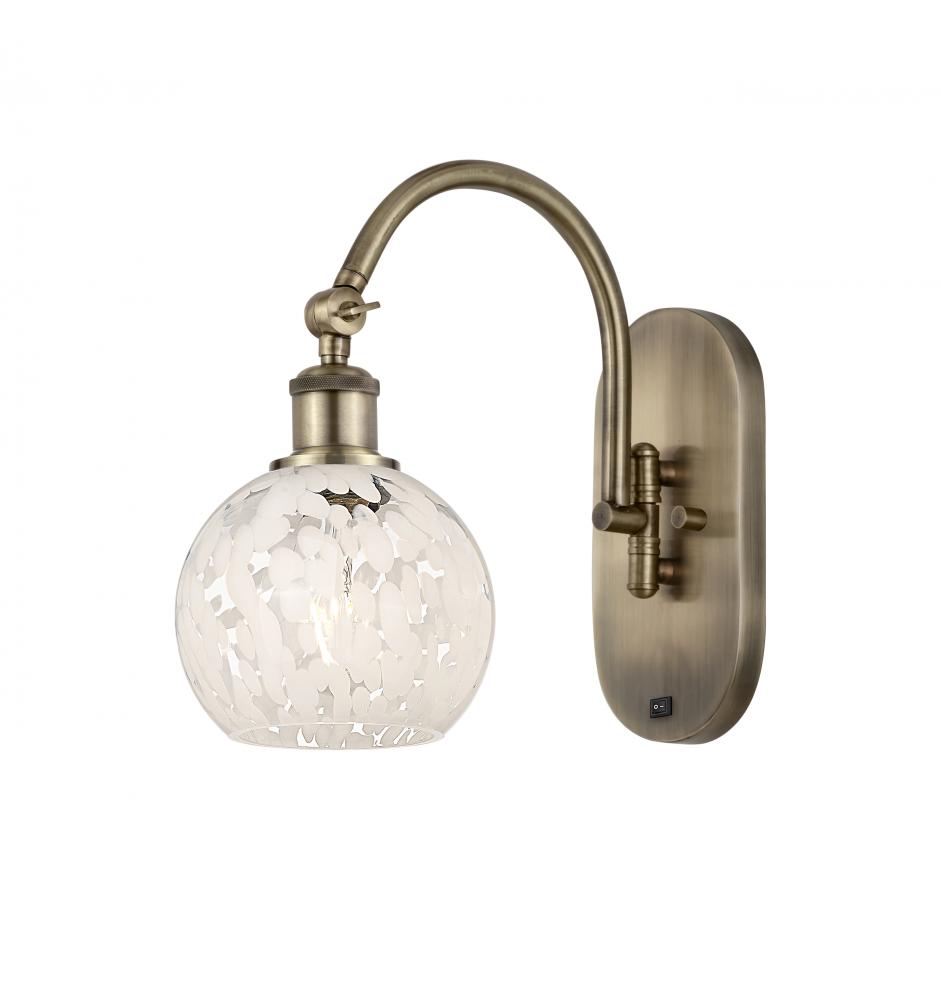 White Mouchette - 1 Light - 6 inch - Antique Brass - Adjustable Swing Arm