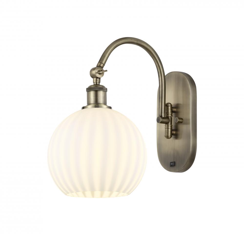 White Venetian - 1 Light - 8 inch - Antique Brass - Adjustable Swing Arm