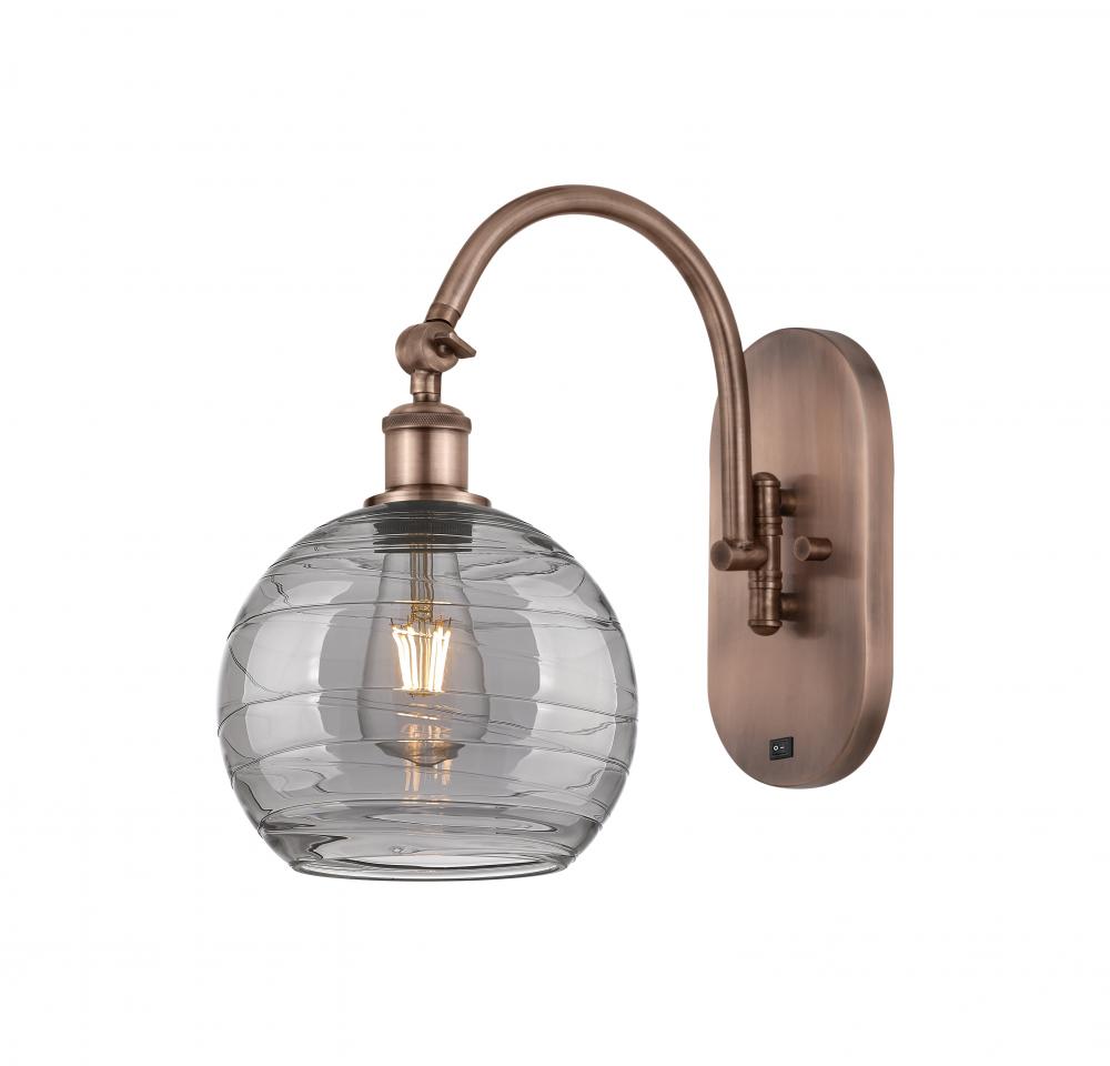 Athens Deco Swirl - 1 Light - 8 inch - Antique Copper - Adjustable Swing Arm