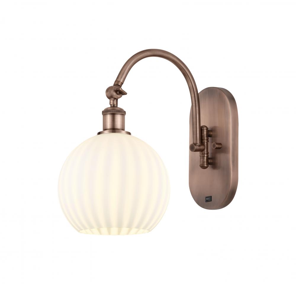 White Venetian - 1 Light - 8 inch - Antique Copper - Adjustable Swing Arm