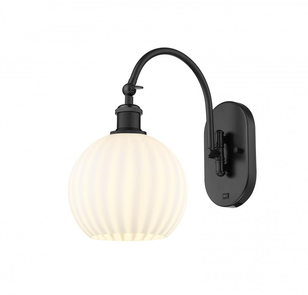 White Venetian - 1 Light - 8 inch - Matte Black - Adjustable Swing Arm