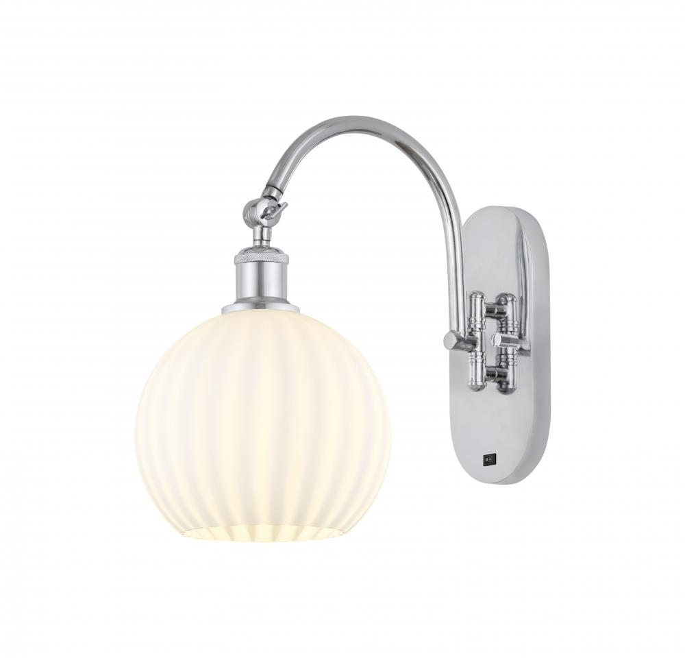 White Venetian - 1 Light - 8 inch - Polished Chrome - Adjustable Swing Arm