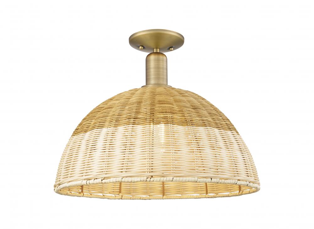 Natural Ballston Dome - 1 Light - 6 inch - Matte Black - Semi-Flush Mount
