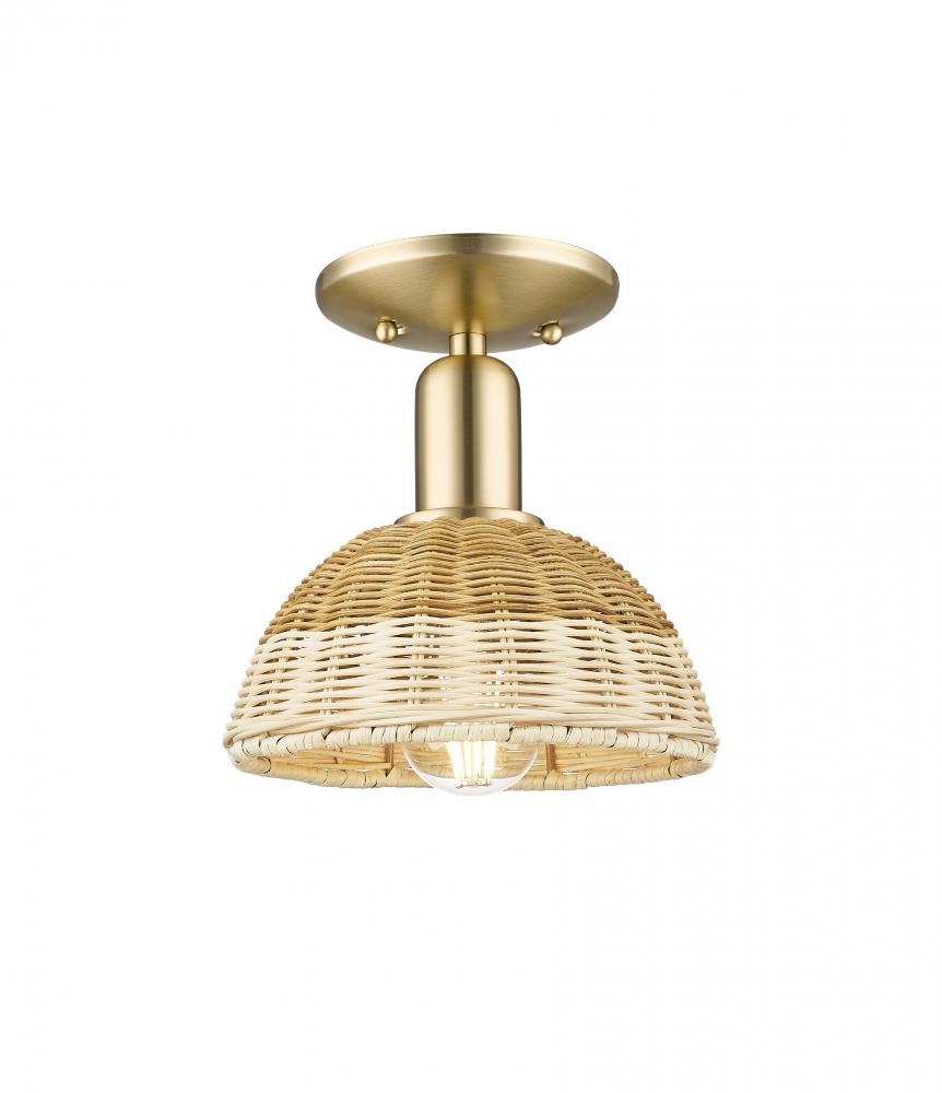 Natural Ballston Dome - 1 Light - 6 inch - Satin Gold - Semi-Flush Mount
