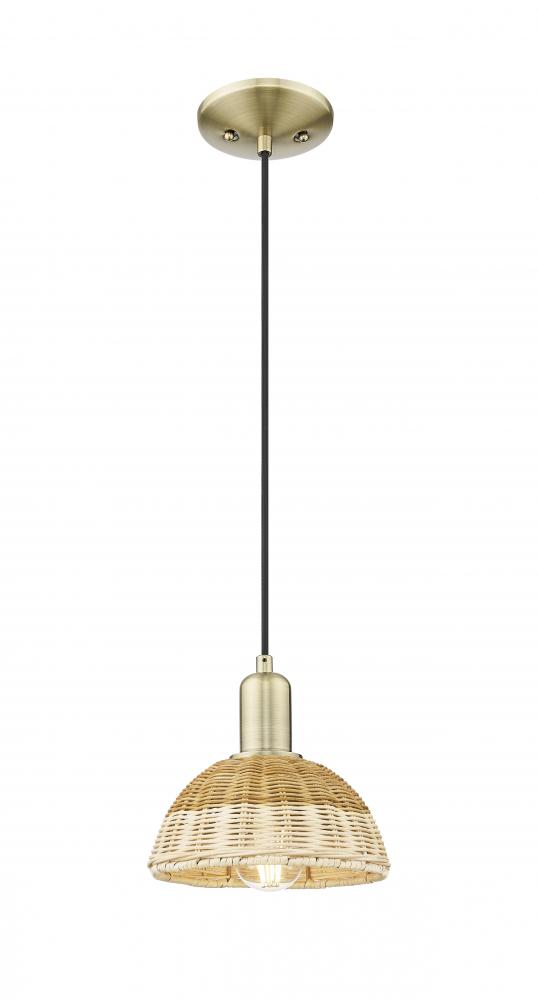 Natural Ballston Dome - 1 Light - 6 inch - Brushed Satin Nickel - Cord hung - Mini Pendant