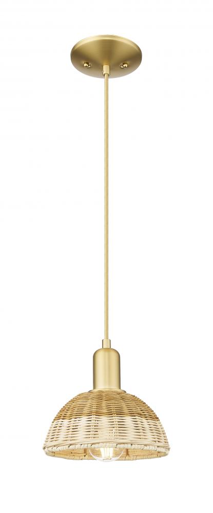 Natural Ballston Dome - 1 Light - 6 inch - Satin Gold - Cord hung - Mini Pendant