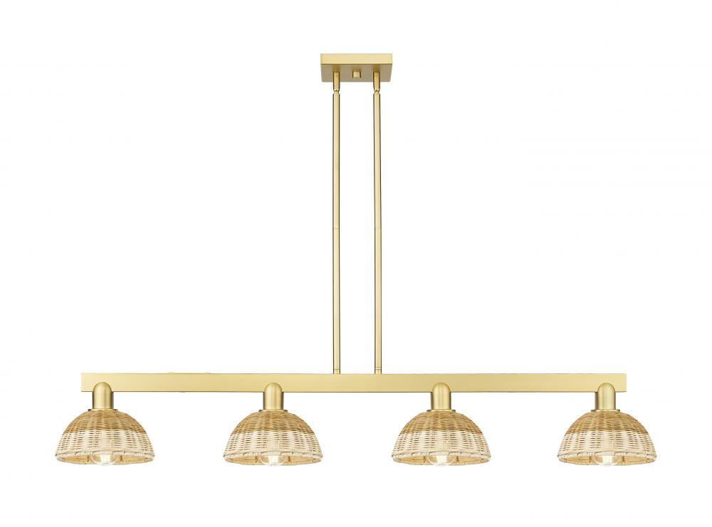 Natural Ballston Dome - 4 Light - 48 inch - Satin Gold - Cord hung - Island Light