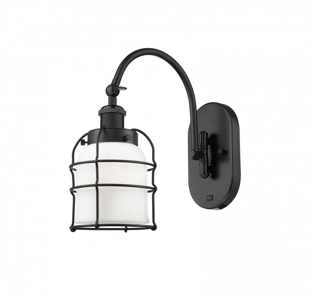 Bell Cage - 1 Light - 6 inch - Matte Black - Adjustable Swing Arm
