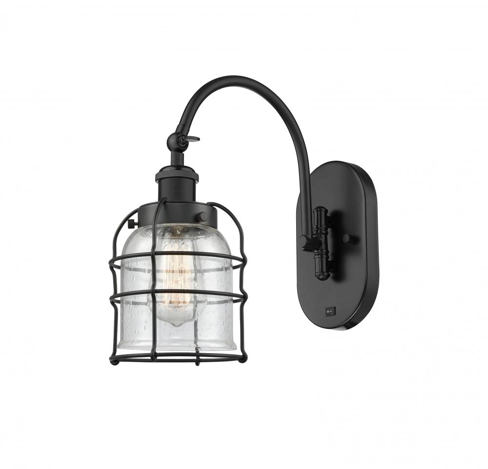 Bell Cage - 1 Light - 6 inch - Matte Black - Adjustable Swing Arm