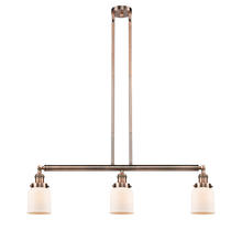 Innovations Lighting 213-AC-G51-LED - Bell - 3 Light - 38 inch - Antique Copper - Stem Hung - Adjustable Island Light