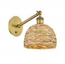 Innovations Lighting 317-1W-BB-RBD-8-NAT - Woven Rattan - 1 Light - 8 inch - Brushed Brass - Adjustable Sconce