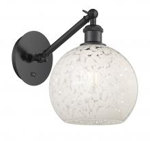 Innovations Lighting 317-1W-BK-G1216-8WM - White Mouchette - 1 Light - 8 inch - Matte Black - Adjustable Sconce