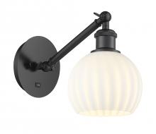 Innovations Lighting 317-1W-BK-G1217-6WV - White Venetian - 1 Light - 6 inch - Matte Black - Adjustable Sconce