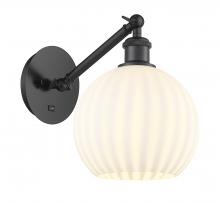 Innovations Lighting 317-1W-BK-G1217-8WV - White Venetian - 1 Light - 8 inch - Matte Black - Adjustable Sconce