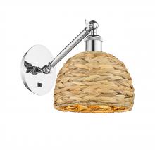 Innovations Lighting 317-1W-PC-RBD-8-NAT - Woven Rattan - 1 Light - 8 inch - Polished Chrome - Adjustable Sconce