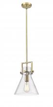 Innovations Lighting 411-1SM-BB-G411-10SDY - Newton Cone - 1 Light - 10 inch - Brushed Brass - Stem Hung - Mini Pendant