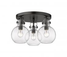Innovations Lighting 411-3F-BK-G410-7CL - Newton Sphere - 3 Light - 18 inch - Matte Black - Flush Mount