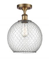 Innovations Lighting 516-1C-BB-G122-10CBK-LED - Farmhouse Chicken Wire - 1 Light - 10 inch - Brushed Brass - Semi-Flush Mount