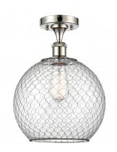 Innovations Lighting 516-1C-PN-G122-10CBK-LED - Farmhouse Chicken Wire - 1 Light - 10 inch - Polished Nickel - Semi-Flush Mount