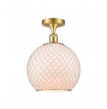 Innovations Lighting 516-1C-SG-G121-10CSN-LED - Farmhouse Chicken Wire - 1 Light - 10 inch - Satin Gold - Semi-Flush Mount