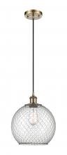 Innovations Lighting 516-1P-AB-G122-10CBK-LED - Farmhouse Chicken Wire - 1 Light - 10 inch - Antique Brass - Cord hung - Mini Pendant