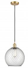 Innovations Lighting 516-1P-SG-G122-10CBK-LED - Farmhouse Chicken Wire - 1 Light - 10 inch - Satin Gold - Cord hung - Mini Pendant