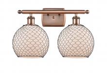 Innovations Lighting 516-2W-AC-G121-8CBK-LED - Farmhouse Chicken Wire - 2 Light - 18 inch - Antique Copper - Bath Vanity Light